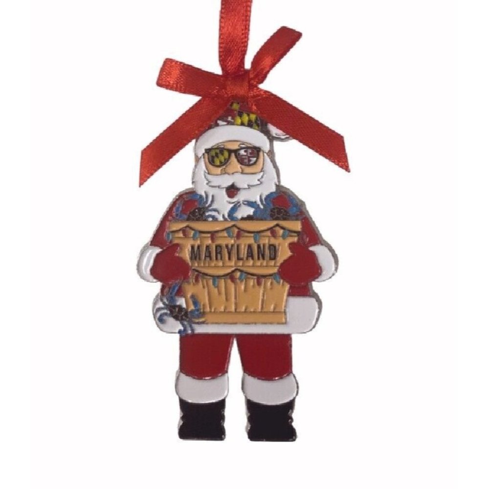 Maryland Santa Metal Holiday Tree Ornament - NEW Fast Ship